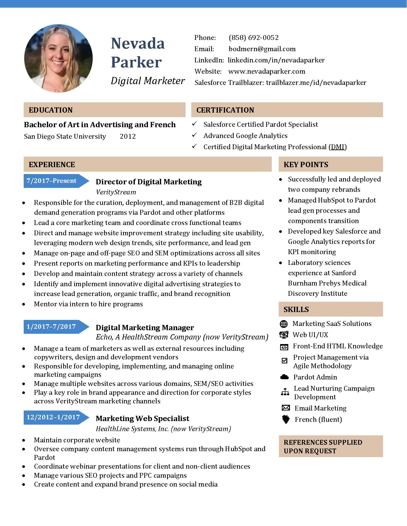 Nevada Parker's CV